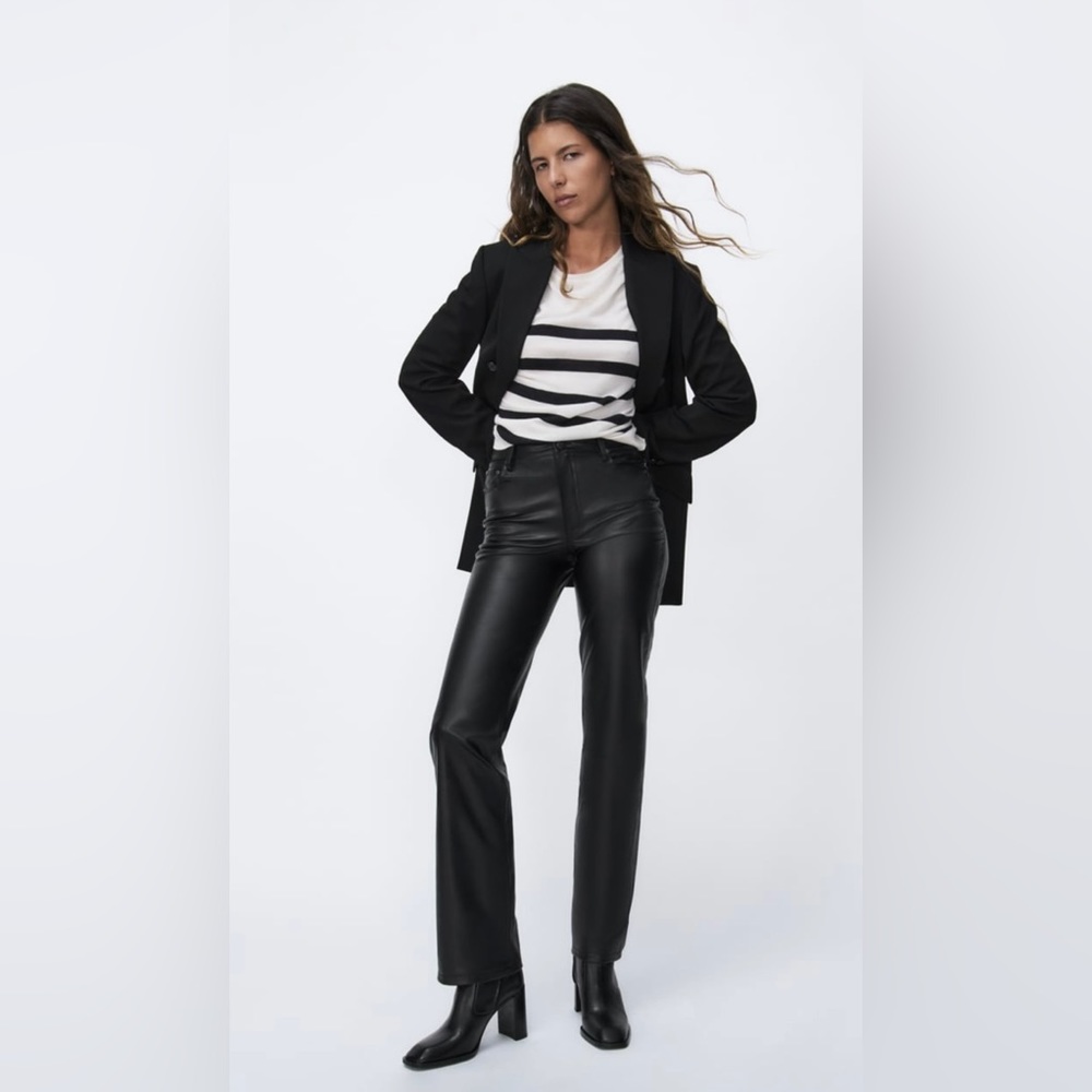 ZARA Straight leg faux leather pants NWT